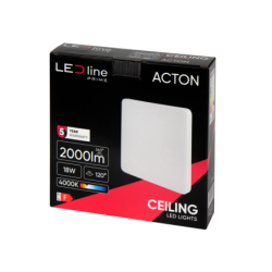 LED lubinis šviestuvas PRIME ACTON 18W 2000lm 4000K IP54 kvadratinis Neutrali balta