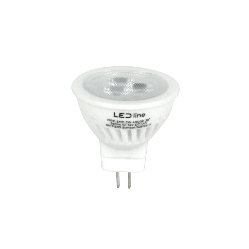 LED lemputė MR11 3W 4000K 330lm 10-14V AC/DC 38° Neutrali balta