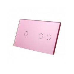 Dviejų vietų LIVOLO stiklo panelė 7012-67 (1+2) Rožinė