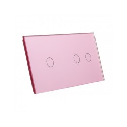 Dviejų vietų LIVOLO stiklo panelė 7012-67 (1+2) Rožinė