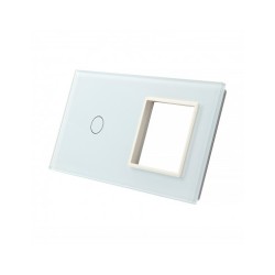 Dviejų vietų LIVOLO stiklo panelė 701G-61 (1+1xRėmelis) Balta