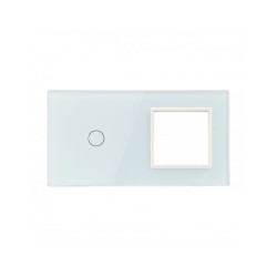 Dviejų vietų LIVOLO stiklo panelė 701G-61 (1+1xRėmelis) Balta