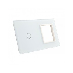 Dviejų vietų LIVOLO stiklo panelė 701G-61 (1+1xRėmelis) Balta