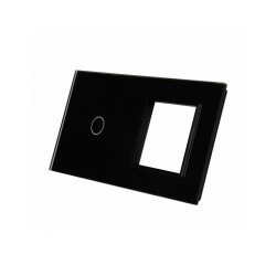 Dviejų vietų LIVOLO stiklo panelė 701G-62 (1+1xRėmelis) Juoda