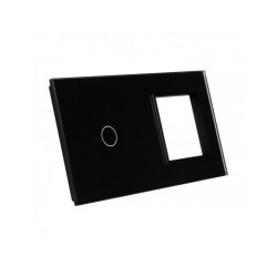 Dviejų vietų LIVOLO stiklo panelė 701G-62 (1+1xRėmelis) Juoda