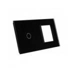 Dviejų vietų LIVOLO stiklo panelė 701G-62 (1+1xRėmelis) Juoda