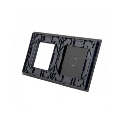 Dviejų vietų LIVOLO stiklo panelė 701G-62 (1+1xRėmelis) Juoda