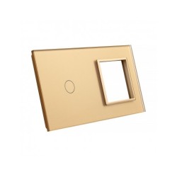 Dviejų vietų LIVOLO stiklo panelė 701G-63 (1+1xRėmelis) Aukso