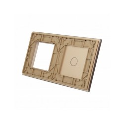 Dviejų vietų LIVOLO stiklo panelė 701G-63 (1+1xRėmelis) Aukso