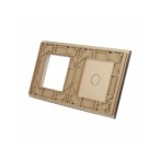 Dviejų vietų LIVOLO stiklo panelė 701G-63 (1+1xRėmelis) Aukso