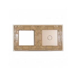 Dviejų vietų LIVOLO stiklo panelė 701G-63 (1+1xRėmelis) Aukso