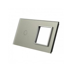 Dviejų vietų LIVOLO stiklo panelė 701G-64 (1+1xRėmelis) Pilka