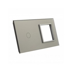 Dviejų vietų LIVOLO stiklo panelė 701G-64 (1+1xRėmelis) Pilka