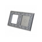 Dviejų vietų LIVOLO stiklo panelė 701G-64 (1+1xRėmelis) Pilka
