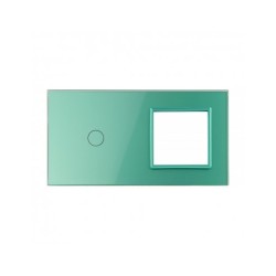 Dviejų vietų LIVOLO stiklo panelė 701G-68 (1+1xRėmelis) Žalia