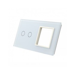Dviejų vietų LIVOLO stiklo panelė 702G-61 (2+1xRėmelis) Balta