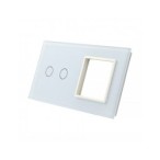 Dviejų vietų LIVOLO stiklo panelė 702G-61 (2+1xRėmelis) Balta