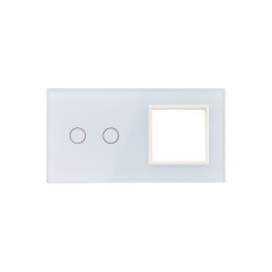 Dviejų vietų LIVOLO stiklo panelė 702G-61 (2+1xRėmelis) Balta