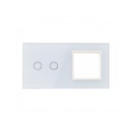 Dviejų vietų LIVOLO stiklo panelė 702G-61 (2+1xRėmelis) Balta