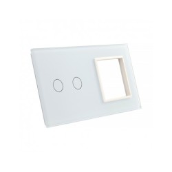 Dviejų vietų LIVOLO stiklo panelė 702G-61 (2+1xRėmelis) Balta
