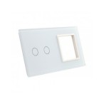 Dviejų vietų LIVOLO stiklo panelė 702G-61 (2+1xRėmelis) Balta