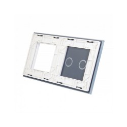 Dviejų vietų LIVOLO stiklo panelė 702G-61 (2+1xRėmelis) Balta