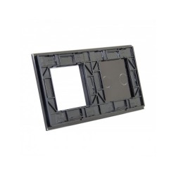 Dviejų vietų LIVOLO stiklo panelė 702G-62 (2+1xRėmelis) Juoda