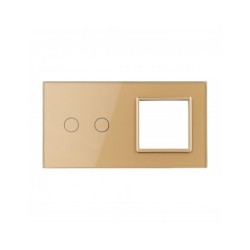 Dviejų vietų LIVOLO stiklo panelė 702G-63 (2+1xRėmelis) Aukso