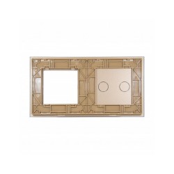 Dviejų vietų LIVOLO stiklo panelė 702G-63 (2+1xRėmelis) Aukso