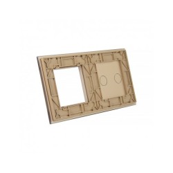 Dviejų vietų LIVOLO stiklo panelė 702G-63 (2+1xRėmelis) Aukso