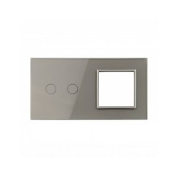 Dviejų vietų LIVOLO stiklo panelė 702G-64 (2+1xRėmelis) Pilka