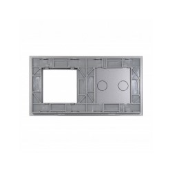Dviejų vietų LIVOLO stiklo panelė 702G-64 (2+1xRėmelis) Pilka