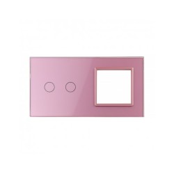 Dviejų vietų LIVOLO stiklo panelė 702G-67 (2+1xRėmelis) Rožinė