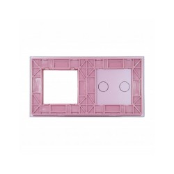 Dviejų vietų LIVOLO stiklo panelė 702G-67 (2+1xRėmelis) Rožinė
