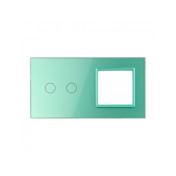 Dviejų vietų LIVOLO stiklo panelė 702G-68 (2+1xRėmelis) Žalia