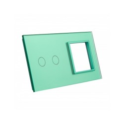Dviejų vietų LIVOLO stiklo panelė 702G-68 (2+1xRėmelis) Žalia