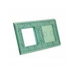 Dviejų vietų LIVOLO stiklo panelė 702G-68 (2+1xRėmelis) Žalia