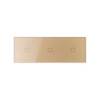 Trijų vietų LIVOLO stiklo panelė 70111-63 (1+1+1) Aukso