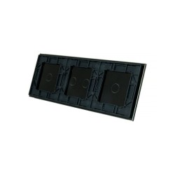 Trijų vietų LIVOLO stiklo panelė 70121-62 (1+2+1) Juoda