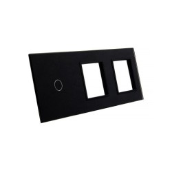 Trijų vietų LIVOLO stiklo panelė 701GG-62 (1+2xRėmelis) Juoda