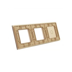 Trijų vietų LIVOLO stiklo panelė 701GG-63 (1+2xRėmelis) Aukso