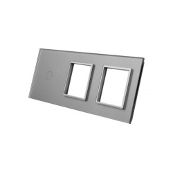 Trijų vietų LIVOLO stiklo panelė 701GG-64 (1+2xRėmelis) Pilka