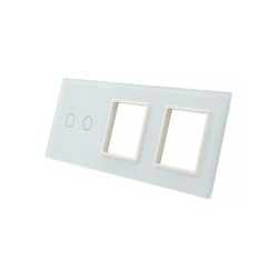 Trijų vietų LIVOLO stiklo panelė 702GG-61 (2+2xRėmelis) Balta