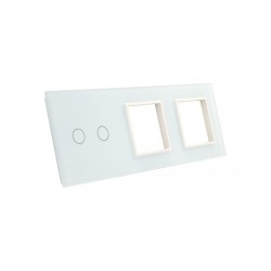 Trijų vietų LIVOLO stiklo panelė 702GG-61 (2+2xRėmelis) Balta