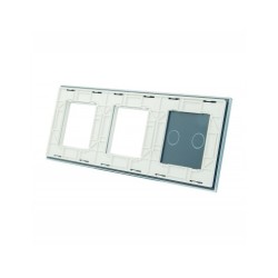 Trijų vietų LIVOLO stiklo panelė 702GG-61 (2+2xRėmelis) Balta