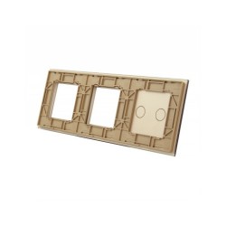 Trijų vietų LIVOLO stiklo panelė 702GG-63 (2+2xRėmelis) Aukso