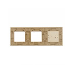 Trijų vietų LIVOLO stiklo panelė 702GG-63 (2+2xRėmelis) Aukso