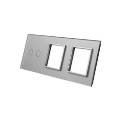 Trijų vietų LIVOLO stiklo panelė 702GG-64 (2+2xRėmelis) Pilka