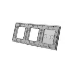 Trijų vietų LIVOLO stiklo panelė 702GG-64 (2+2xRėmelis) Pilka