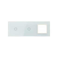 Trijų vietų LIVOLO stiklo panelė 7011G-61 (1+1+1xRėmelis) Balta